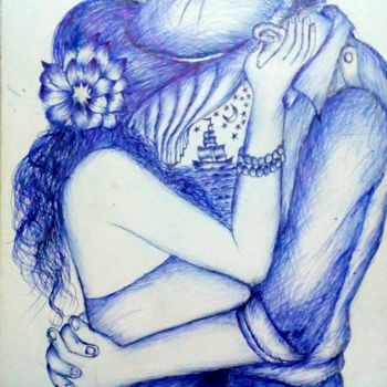Drawing titled "Love" by Surya Das, Original Artwork, Ballpoint pen