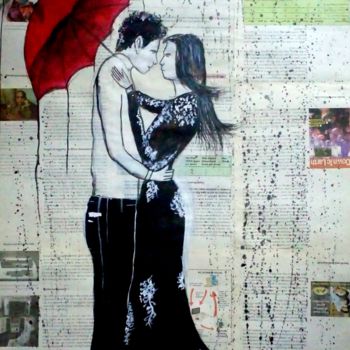 Painting titled "Rainy day love" by Surya Das, Original Artwork, Acrylic