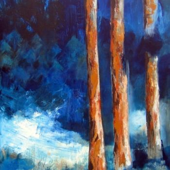 Painting titled "trois arbres" by Noëlle Dauby, Original Artwork