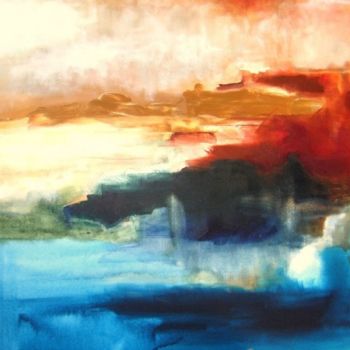 Peinture intitulée "paysage ocre" par Noëlle Dauby, Œuvre d'art originale, Huile