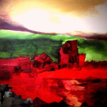 Pintura intitulada "saison rouge" por Noëlle Dauby, Obras de arte originais