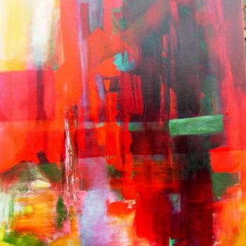 Peinture intitulée "sans titre: Rouge" par Noëlle Dauby, Œuvre d'art originale, Huile