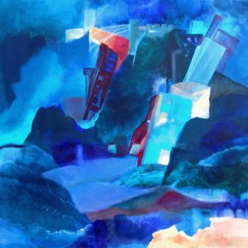 Peinture intitulée "negatif du bleu cob…" par Noëlle Dauby, Œuvre d'art originale