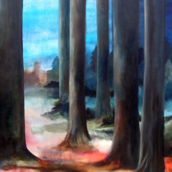 Painting titled "des arbres" by Noëlle Dauby, Original Artwork
