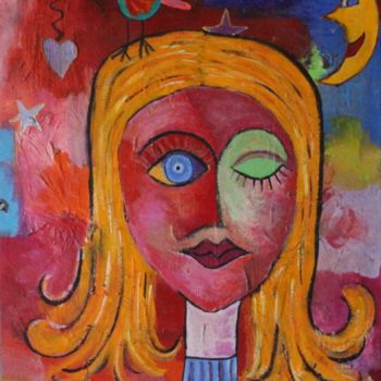 Painting titled "autoportrait" by Sochka, Original Artwork, Acrylic