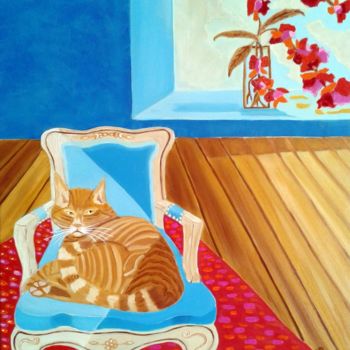 Картина под названием "chat-chez-lui-s-dau…" - Sophie Daumy, Подлинное произведение искусства, Масло