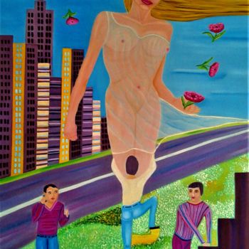 「Un air de femme」というタイトルの絵画 Sophie Daumyによって, オリジナルのアートワーク, オイル