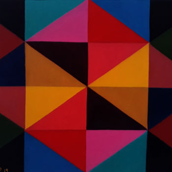 Painting titled "Geometria multicolo…" by Dauri Diogo, Original Artwork, Oil