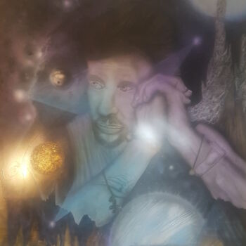 Painting titled "jonny cosmos" by David Fiori, Original Artwork, Airbrush
