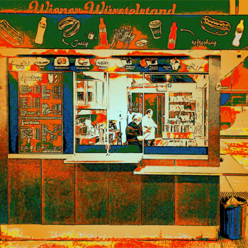 Digitale Kunst getiteld "Wiener Würstelstand…" door Dave Collier, Origineel Kunstwerk, 2D Digital Work