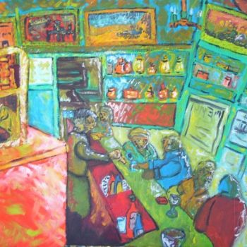 Pintura titulada "café de jours" por Dave Trinel, Obra de arte original, Oleo
