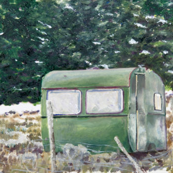 Malarstwo zatytułowany „Winter Bothy” autorstwa David Dodsworth, Oryginalna praca, Olej Zamontowany na Karton