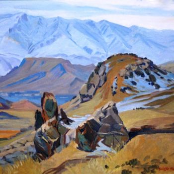 Картина под названием "Armenian Hills" - David Abrahamian, Подлинное произведение искусства, Масло