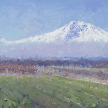 Картина под названием "Ararat, Masis." - David Beglaryan, Подлинное произведение искусства, Масло Установлен на Деревянная р…
