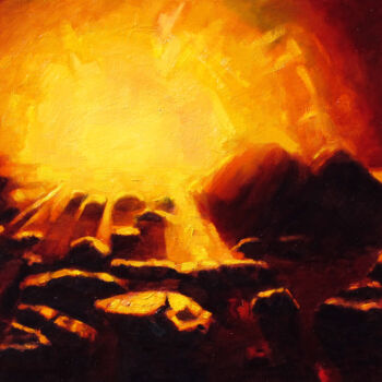 Картина под названием "Lumière Solaire" - David Benayoun, Подлинное произведение искусства, Масло Установлен на Деревянная р…