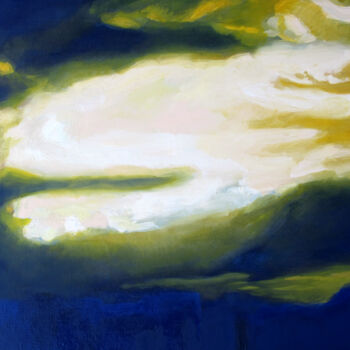 Painting titled "Ciel" by David Benayoun, Original Artwork, Oil Mounted on Wood Stretcher frame