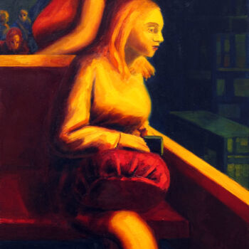 Painting titled "Claire" by David Benayoun, Original Artwork, Oil Mounted on Wood Stretcher frame