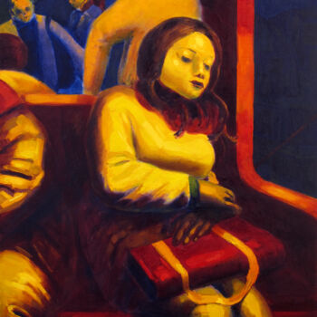Painting titled "Caroline" by David Benayoun, Original Artwork, Oil Mounted on Wood Stretcher frame
