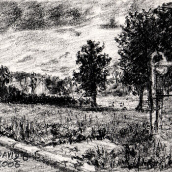 Dessin intitulée "Parc (croquis à la…" par David Benayoun, Œuvre d'art originale, Crayon