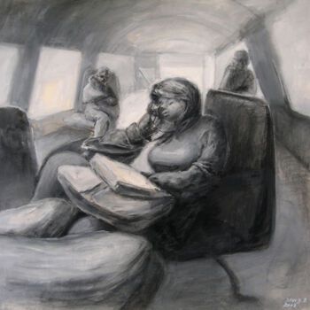 Rysunek zatytułowany „Julie Endormie” autorstwa David Benayoun, Oryginalna praca, Kreda
