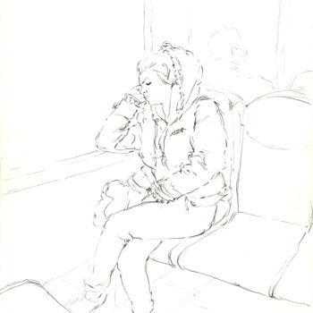 Zeichnungen mit dem Titel "Mélanie (croquis da…" von David Benayoun, Original-Kunstwerk, Graphit