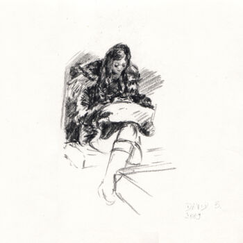 Drawing titled "Nathalie" by David Benayoun, Original Artwork, Pencil