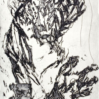 Incisioni, stampe intitolato "Artista grattando l…" da David Berkel, Opera d'arte originale, Acquaforte