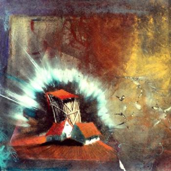 Pintura intitulada "Glowing House" por David Berkowitz Chicago, Obras de arte originais, Óleo