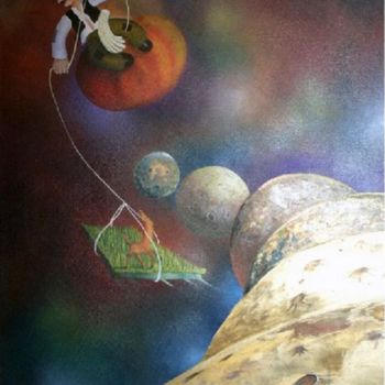Schilderij getiteld "New Planet" door David Berkowitz Chicago, Origineel Kunstwerk