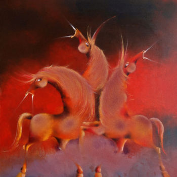 Painting titled "Three Horses" by David Berkowitz Chicago, Original Artwork