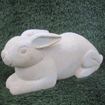 Sculpture titled "Bunny Lapin blanc e…" by David Bernard, Original Artwork, Stone