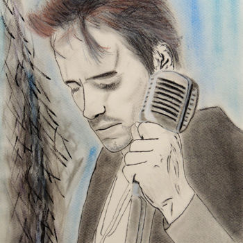 Dessin intitulée "Jeff Buckley" par David Briot, Œuvre d'art originale, Autre