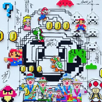 "Mario pix X" başlıklı Tablo David Cumps tarafından, Orijinal sanat, Akrilik Ahşap Sedye çerçevesi üzerine monte edilmiş