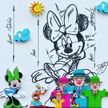 Painting titled "Minnie Goofy" by David Cumps, Original Artwork, Acrylic Mounted on Wood Stretcher frame