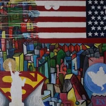 Malerei mit dem Titel "USA" von David Fernández Ruiz, Original-Kunstwerk, Acryl