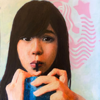 Peinture intitulée "Starbucks Fukuoka" par David Feyaerts, Œuvre d'art originale, Acrylique