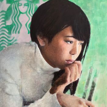 Painting titled "Starbucks Nice" by David Feyaerts, Original Artwork, Acrylic