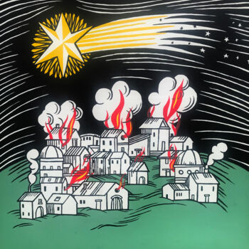 Painting titled "The Great Comet Of…" by David Gander, Original Artwork, Acrylic Mounted on Wood Panel