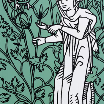 "Medieval Gardener" başlıklı Tablo David Gander tarafından, Orijinal sanat, Akrilik Ahşap panel üzerine monte edilmiş