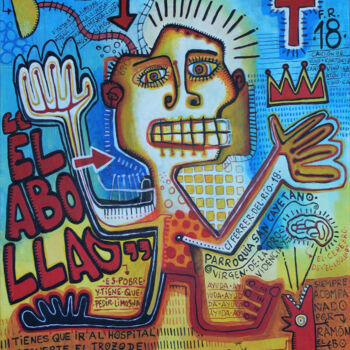 Pittura intitolato "El abollao" da David García Rincón, Opera d'arte originale, Acrilico Montato su Telaio per barella in le…