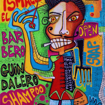 Картина под названием "Ismael, el barbero…" - David García Rincón, Подлинное произведение искусства, Акрил