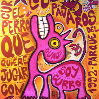 Painting titled "Curro, el perro que…" by David García Rincón, Original Artwork, Acrylic Mounted on Wood Stretcher frame