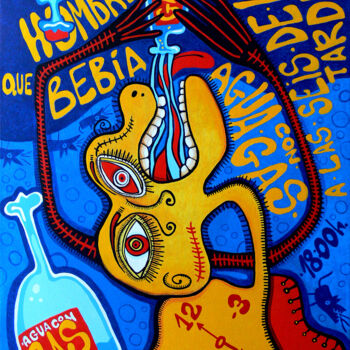 Malerei mit dem Titel "El hombre que bebía…" von David García Rincón, Original-Kunstwerk, Acryl Auf Keilrahmen aus Holz mont…