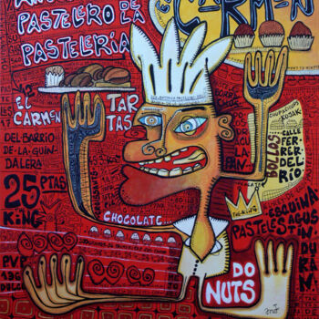 绘画 标题为“Antonio, el pastele…” 由David García Rincón, 原创艺术品, 丙烯 安装在木质担架架上