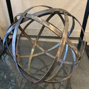 Sculpture titled "Banded Sphere" by David Goecke, Original Artwork, Stainless Steel