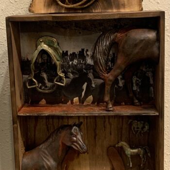 Sculptuur getiteld "Wild Horses" door David Goecke, Origineel Kunstwerk, Hout
