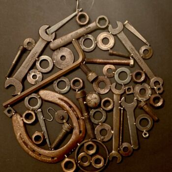 Sculpture titled "Rust Wheel" by David Goecke, Original Artwork, Metals