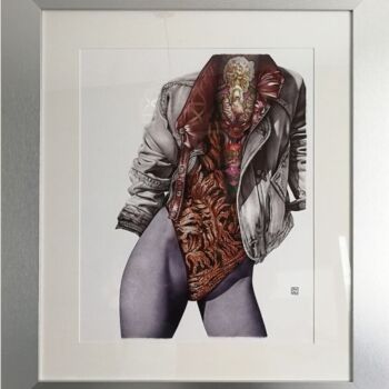 Dessin intitulée "Le Diable au corps" par David Graux, Œuvre d'art originale, Stylo à bille