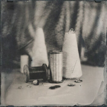 Photography titled "Spools of Thread -…" by David Heger, Original Artwork, Analog photography Mounted on Wood Panel