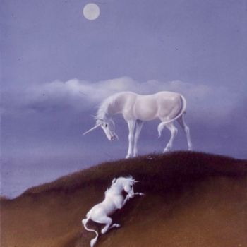Schilderij getiteld "Climbing high" door David Jean, Origineel Kunstwerk, Olie